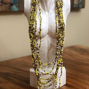 Colorful waterfall necklace and wood clasp A6